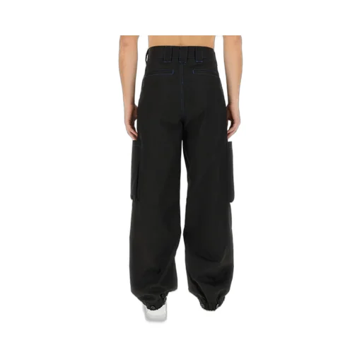Contrasting-Stitch Logo-Patch Cargo Trousers
