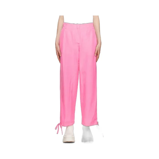 Elasticated-Ankles Wide-Leg Trousers