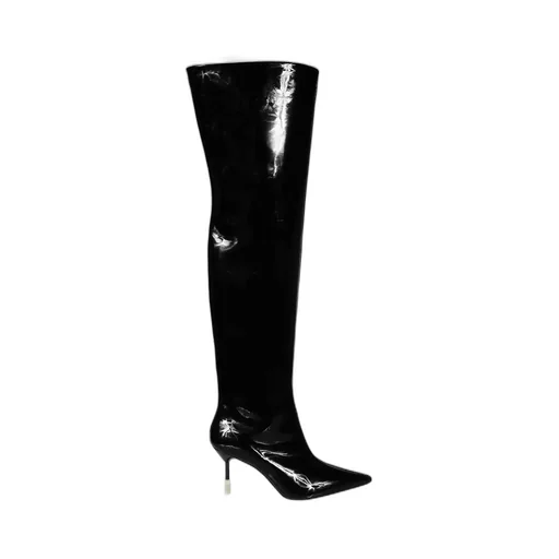 Patent-Leather Pointed-Toe Boots
