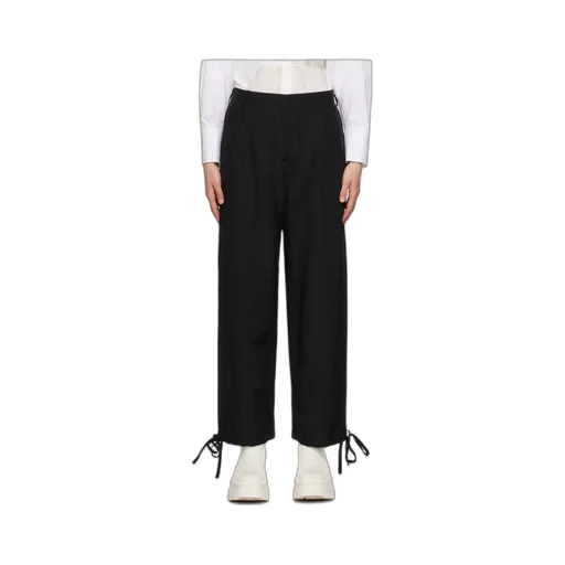 Elasticated-Ankles Wide-Leg Trousers