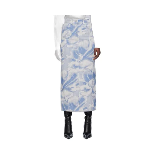 Pattern-Jacquard Denim Maxi Skirt