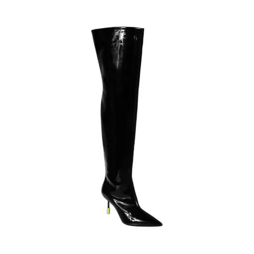 Patent-Leather Pointed-Toe Boots