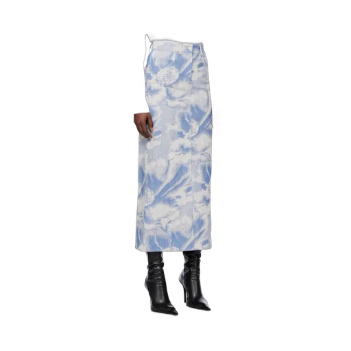 Pattern-Jacquard Denim Maxi Skirt