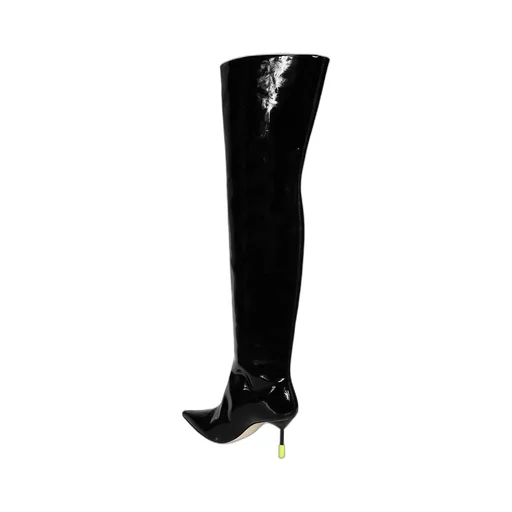 Patent-Leather Pointed-Toe Boots