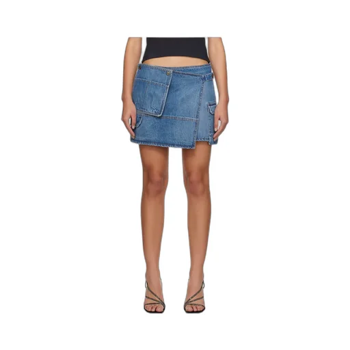 Asymmetric Denim Mini Skirt