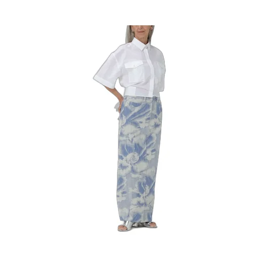 Pattern-Jacquard Denim Maxi Skirt