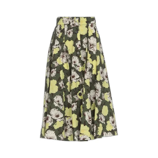 Floral Print Button-Up Skirt