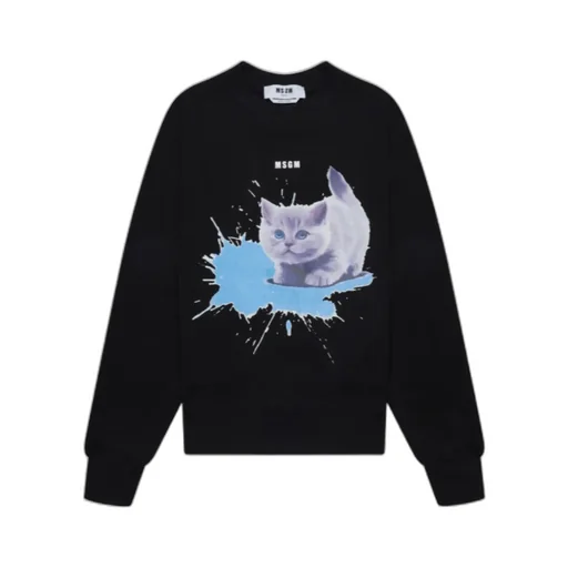 Kitten Printed Round-Neck Sweater