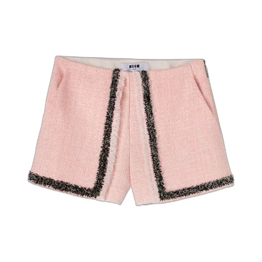 High-Waist Frayed-Edge Tweed Mini Shorts