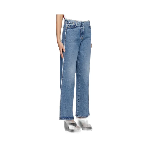Distressed Wide-Leg Jeans