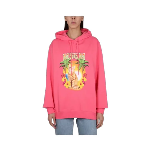 Cat Printed Drawstring Hoodie