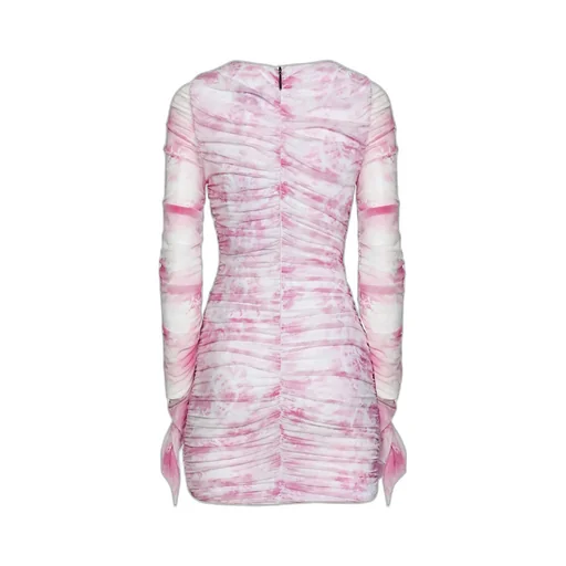 Long-Sleeved Gathered Mini Dress