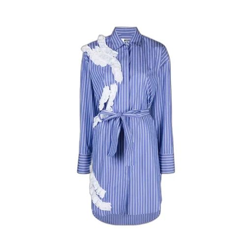 Ruffle-Detail Striped Shirtdress