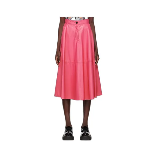 Faux-Leather A-Line Midi Skirt