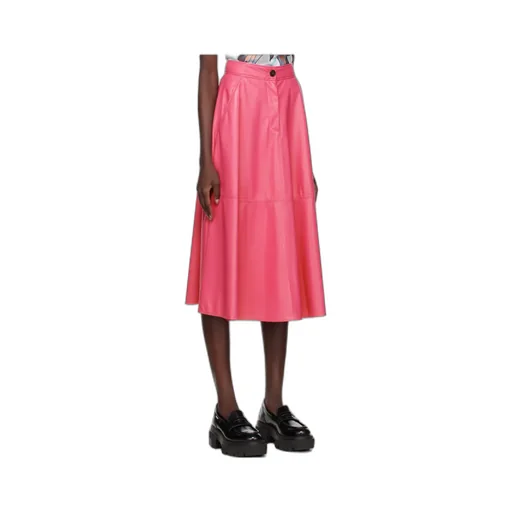 Faux-Leather A-Line Midi Skirt