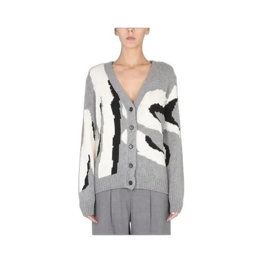 Logo Intarsia V-Neck Cardigan