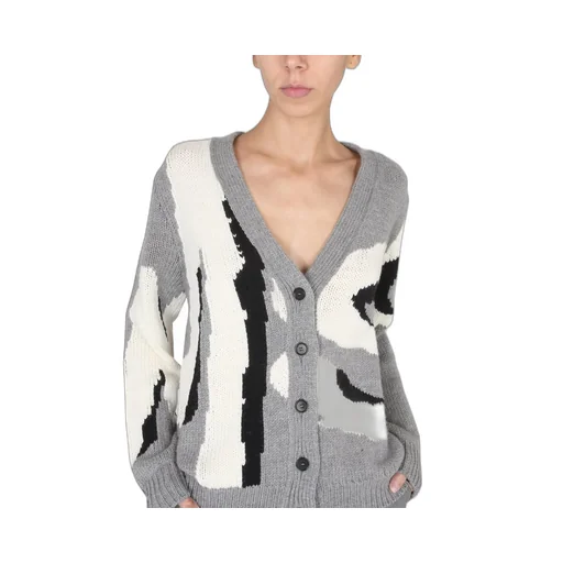 Logo Intarsia V-Neck Cardigan