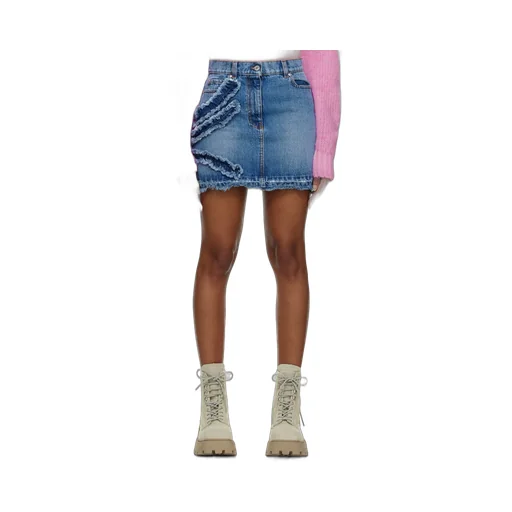 Gathered-Detail Denim Skirt