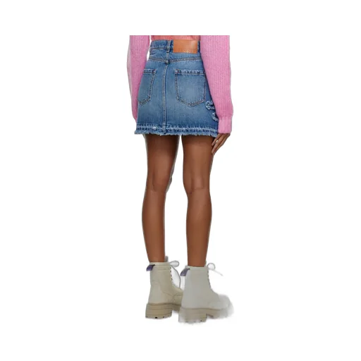 Gathered-Detail Denim Skirt