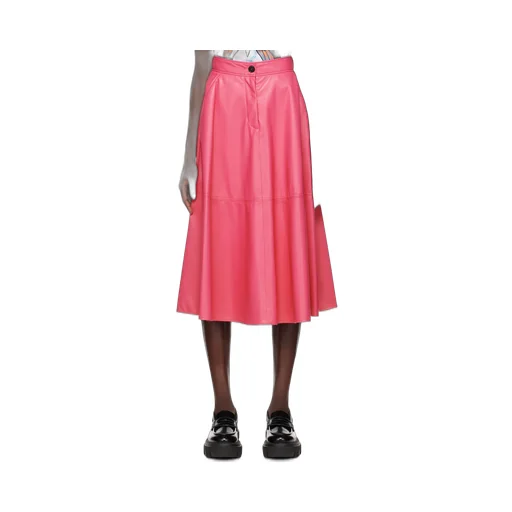 Faux-Leather A-Line Midi Skirt