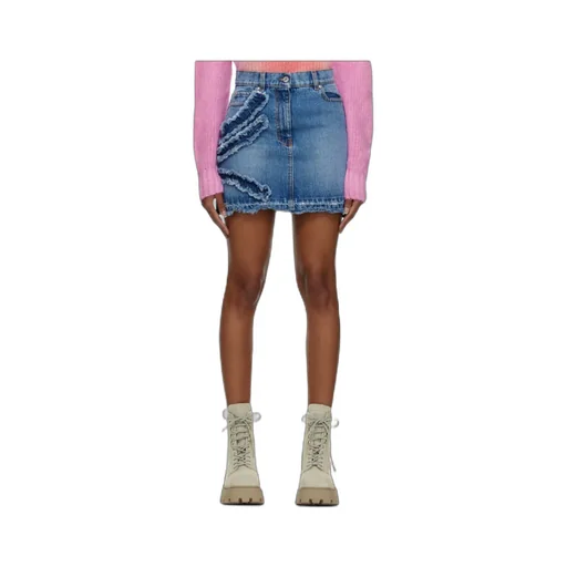 Gathered-Detail Denim Skirt