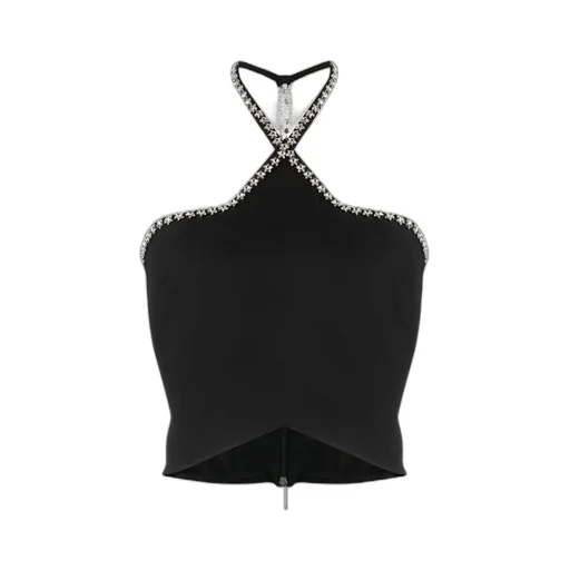 Crystal-Embellished Halterneck Top