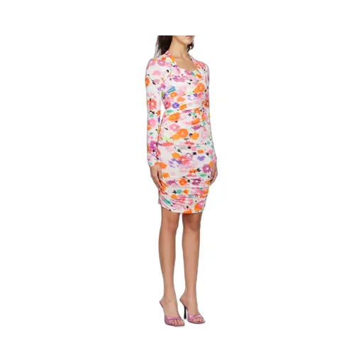 Abstract Floral-Print Midi Dress