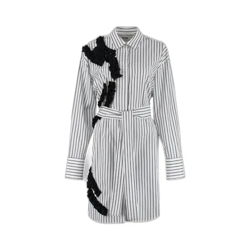 Ruffled Belted Shirtdress