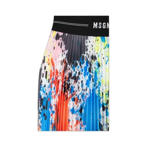 Splatter-Print Pleated Midi Skirt