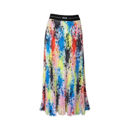 Splatter-Print Pleated Midi Skirt
