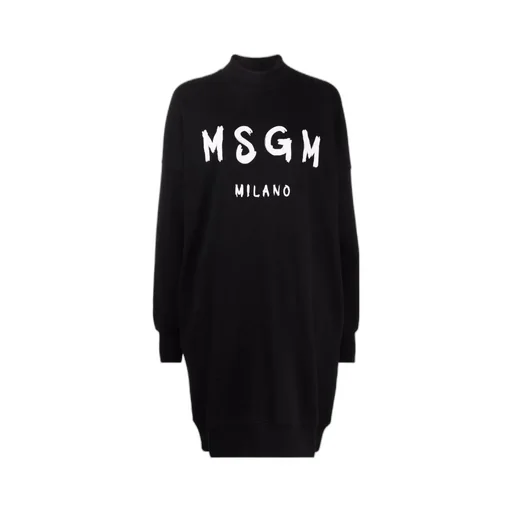 Logo Printed Mock-Neck Sweatshirt Dress
