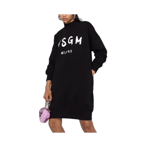 Logo Printed Mock-Neck Sweatshirt Dress