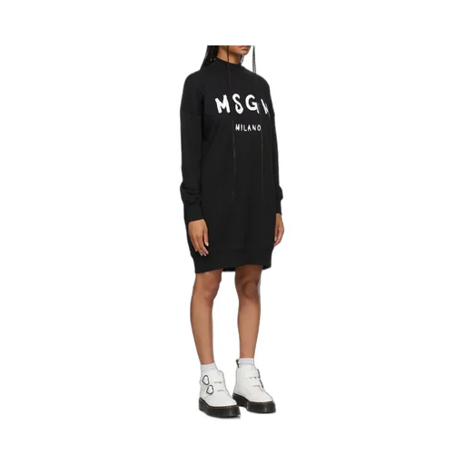 Logo Printed Mock-Neck Sweatshirt Dress
