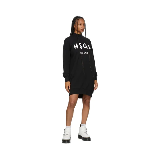 Logo Printed Mock-Neck Sweatshirt Dress