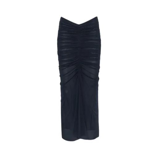 Ruched Mesh Midi Skirt