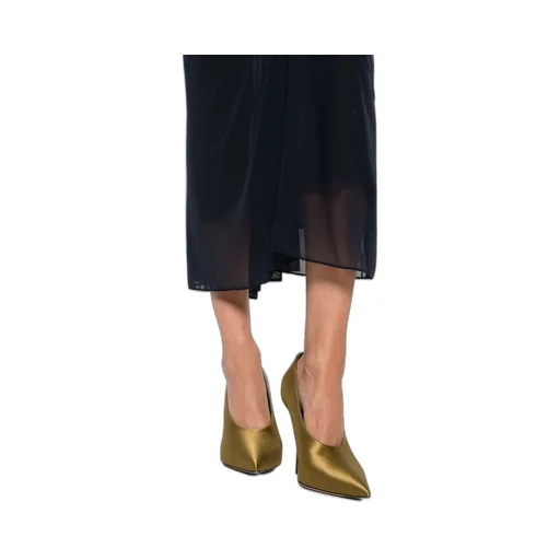 Ruched Mesh Midi Skirt