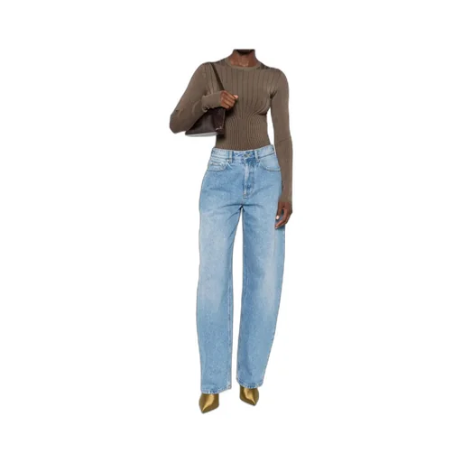 Belted Detail Denim Trousers