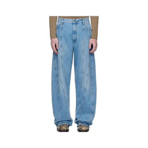 Water-Washed Large-Scale Spiral Denim Jeans