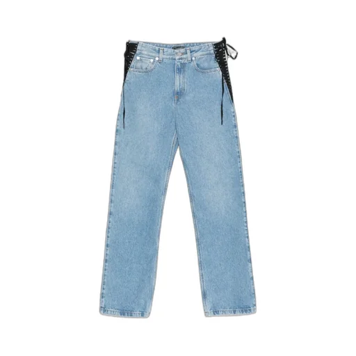 Lace-Up Detail Cotton Jeans