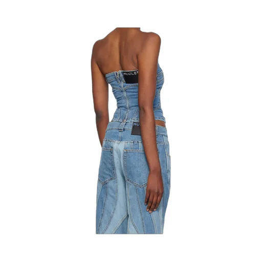 Spiral Strapless Denim Bustier