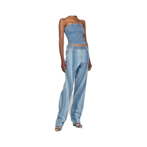 Spiral Strapless Denim Bustier