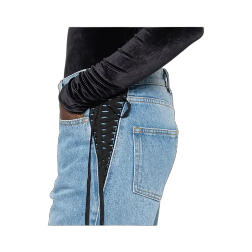 Lace-Up Detail Cotton Jeans