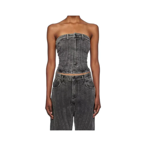 Spiral Strapless Denim Bustier