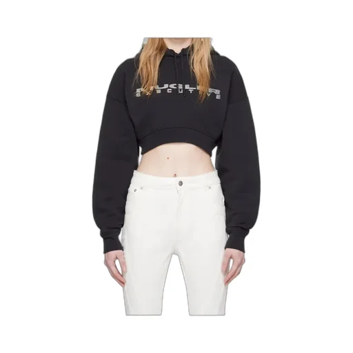 Logo-Detailed Drawstring Cropped Hoodie