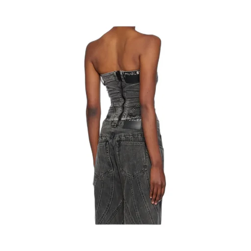 Spiral Strapless Denim Bustier