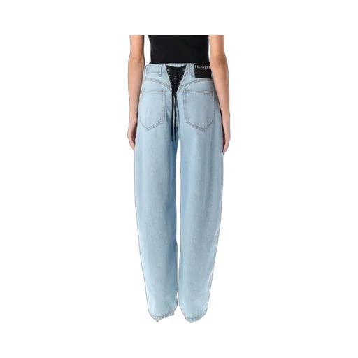 Lace-Up Wide Leg Jeans