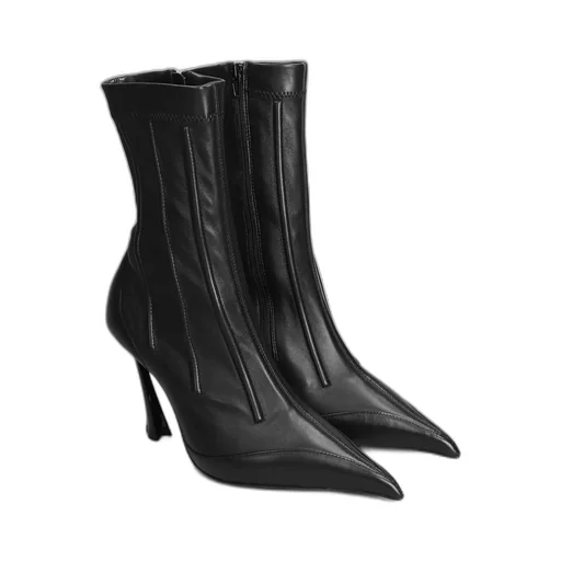 Seam Detailed Pointed Toe Ankle Boots