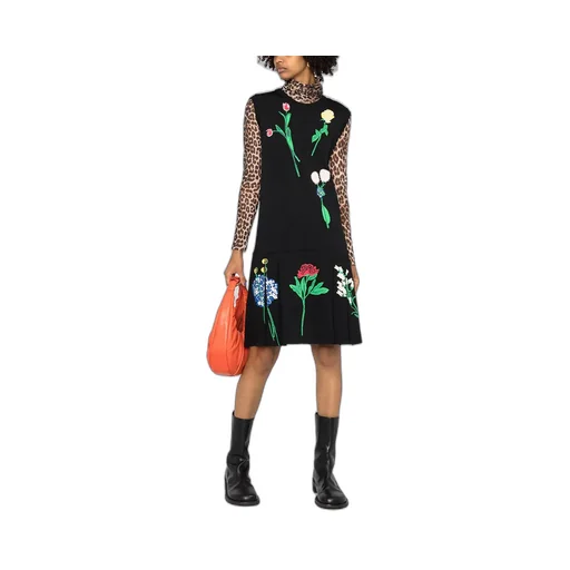 Inlaid Knitted Floral Dress
