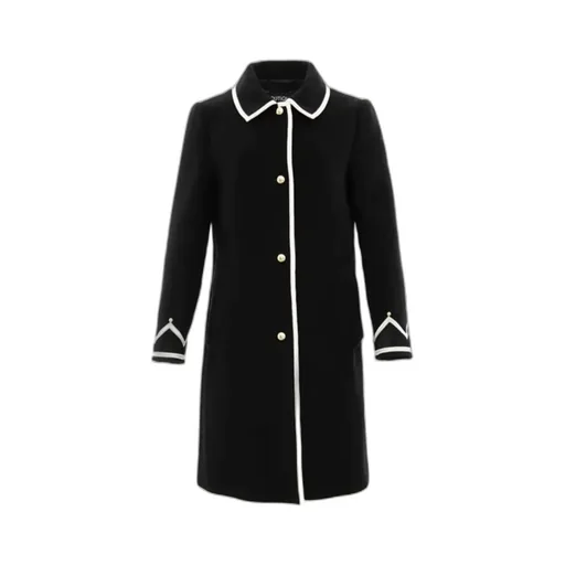 Contrast Color Trimmed Lapel Coat
