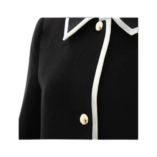 Contrast Color Trimmed Lapel Coat